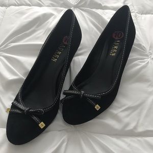 Ralph Lauren Black Slip On Wedge Shoe Size 10